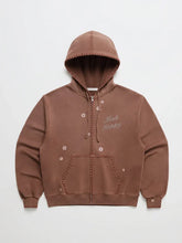 Madhappy Crystal Flower Zip Up Hoodie Brown